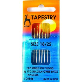 Jehly vyšívací tupé PONY 605856 18 / 22 blistr, zlatá ucha, 6 kusů (3 velikosti)