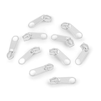 Jezdec ke spirálovému zipu POL 3 mm, 070272/101 bílý, kovový, bez aretace / s táhlem