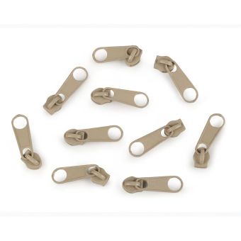 Jezdec ke spirálovému zipu POL 3 mm, 070272/308 hnědý přírodní, kovový, bez aretace / s táhlem