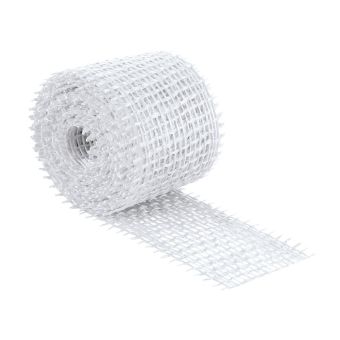 Jutový dekorační pásek BĚLENÝ, BÍLÝ 2520/015, šířka 4cm, návin 3m