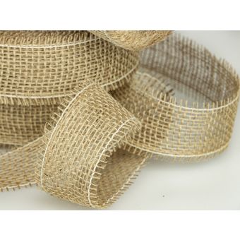 Jutový dekorační pásek, gramáž 211 g/m2, PŘÍRODNÍ REŽNÝ, šířka 4cm (látka v metráži)