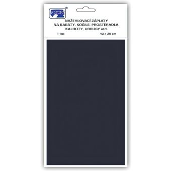 Klasická nažehlovací záplata, textilní bavlněná s nánosem polyetylenu 731-55, tmavě modrá, 43x20cm