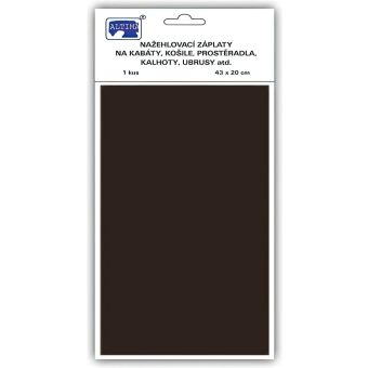 Klasická nažehlovací záplata, textilní bavlněná s nánosem polyetylenu 731-88, tmavě hnědá, 43x20cm