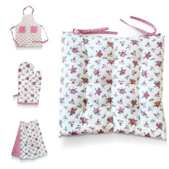 Kuchyňský set KYTKY QK kytičky na bílé (více možností)