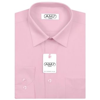 Pánská košile AMJ jednobarevná JDP090, světle fialová, dlouhý rukáv, prodloužená délka
