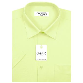 Pánská košile AMJ jednobarevná JK070, pistáciová, krátký rukáv