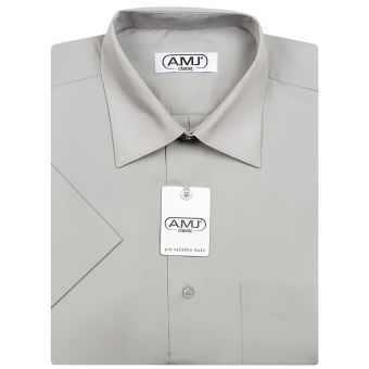 Pánská košile AMJ jednobarevná JK064, světle šedá, krátký rukáv