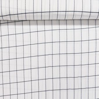 Košilovina bavlněná kreš 1040 1014 bílo-černý obdélník, š.150cm (látka v metráži)