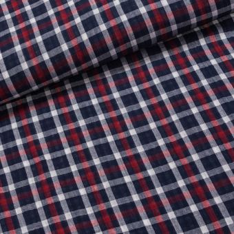 Košilovina / fáčovina 3953-001 double, dvojitá-gázovina, modro-vínová kostka oboustranná, š.130cm (látka v metráži)