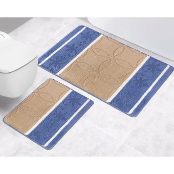 Koupelnová předložka BANY, ORNAMENT MODRO-BÉŽOVÝ (více rozměrů)