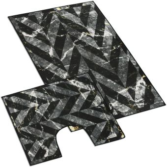 Koupelnová souprava 3D MRAMOR ČERNÁ 100x60cm (předložka) + 60x50cm (na WC)