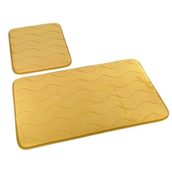 Koupelnová souprava mikrovlákno SUMBA, vlnka, okrová, 75x45cm (předložka) + 45x35cm (na WC)