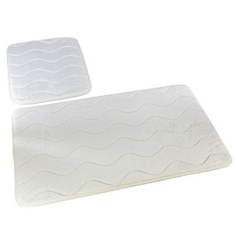 Koupelnová souprava mikrovlákno SUMBA, vlnka, smetanová, 75x45cm (předložka) + 45x35cm (na WC)