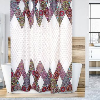 Koupelnový závěs RŮŽOVÁ MANDALA, 180x200cm