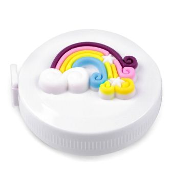 Krejčovský svinovací metr s 3D obrázkem 900256/01 bílý - duha, oboustranný metry/palce/inches, plastový, délka 150cm/60inch