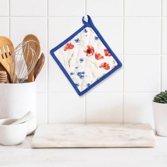 Kuchyňská podložka QK-189, vlčí máky, červeno-modrá 20x20cm