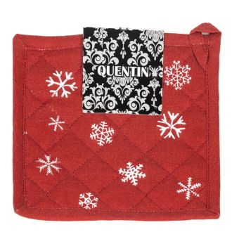 Kuchyňská podložka vánoční QK-206B, tmavě červená vločka, 20x20cm