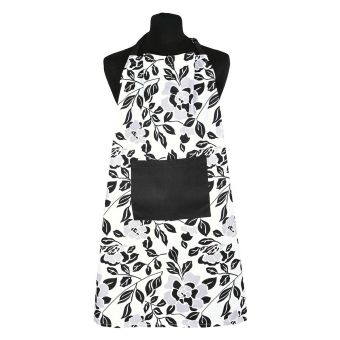 Kuchyňská zástěra 2001 LÍSTKY, bílo-černá, 60x80cm