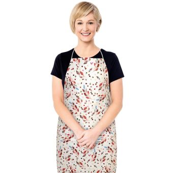 Kuchyňská zástěra BERTA 7750/607, LÍSTEČEK HNĚDÁ, BÉŽOVÁ 67x84cm