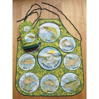 Kuchyňská zástěra RYBY - ŠTIKA, zelená, 63x73cm