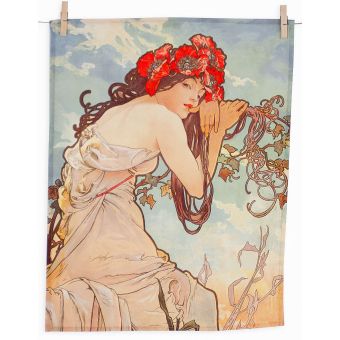 Utěrky ALFONS MUCHA SUMMER, béžovo-světle modré, 2 kusy 50x64cm