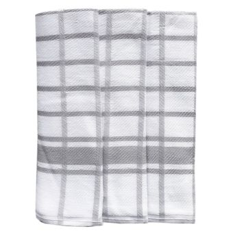 Kuchyňské utěrky EGYPTSKÁ BAVLNA 60b, šedé káro, 3 kusy, 50x70cm