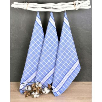 Kuchyňské utěrky EGYPTSKÁ BAVLNA DOLCE BLUE, modrá kostka, 3 kusy, 50x70cm