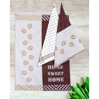 Kuchyňské utěrky EGYPTSKÁ BAVLNA HOME, hnědá, 3 kusy, 50x70cm