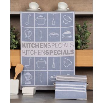 Kuchyňské utěrky EGYPTSKÁ BAVLNA U02 KUCHYNĚ, modro-béžová, 3 kusy, 50x70cm