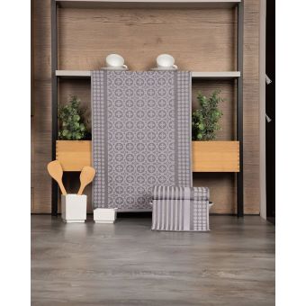 Kuchyňské utěrky EGYPTSKÁ BAVLNA U02 ŠEDÁ, ornamenty, 3 kusy, 50x70cm