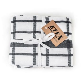 Kuchyňské utěrky EGYPTSKÁ BAVLNA U03, extra kvalita, šedé káro, 3 kusy, 50x70cm