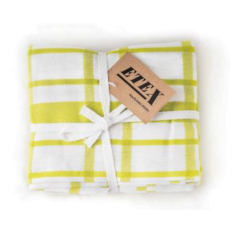 Kuchyňské utěrky EGYPTSKÁ BAVLNA U03, extra kvalita, zelené káro, 3 kusy, 50x70cm