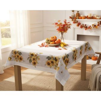 Kuchyňský ubrus CYH5828GC, slunečnice, bílo-žlutá, 85x85cm (čtverec) 