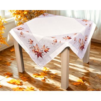 Kuchyňský ubrus CYH5957GC, podzimní listí, bílo-oranžová, 85x85cm (čtverec) 