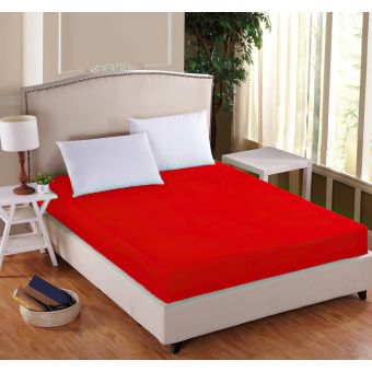 Luxusní napínací mako-jersey prostěradlo s lycrou DELUXE 90x200cm / 30cm elastické, červené