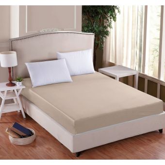 Luxusní napínací mako-jersey prostěradlo s lycrou DELUXE 120x200cm / 30cm elastické, latté / béžové