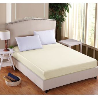 Luxusní napínací mako-jersey prostěradlo s lycrou DELUXE 180x200cm / 30cm elastické, měsíční jas / krémové