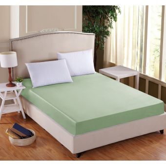 Luxusní napínací mako-jersey prostěradlo s lycrou DELUXE 180x200cm / 30cm elastické, pistáciové