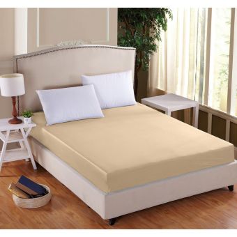 Luxusní napínací mako-jersey prostěradlo s lycrou DELUXE 120x200cm / 30cm elastické, smetanové