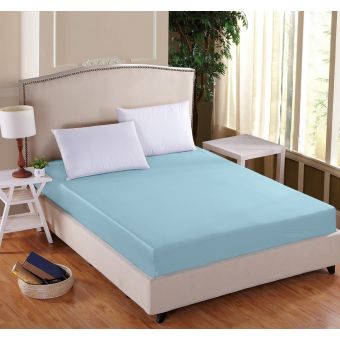 Luxusní napínací mako-jersey prostěradlo s lycrou do postýlky DELUXE 60x120cm / 20cm elastické, světle modré