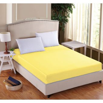 Luxusní napínací mako-jersey prostěradlo s lycrou DELUXE 180x200cm / 30cm elastické, světle žluté