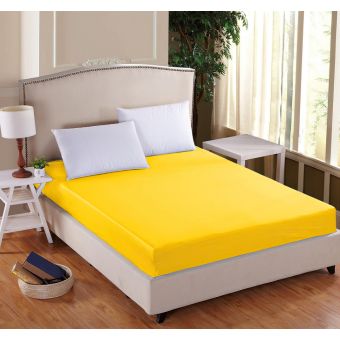 Luxusní napínací mako-jersey prostěradlo s lycrou do postýlky DELUXE 60x120cm / 20cm elastické, sytě žluté