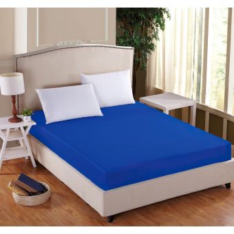 Luxusní napínací mako-jersey prostěradlo s lycrou DELUXE 90x200cm / 30cm elastické, tmavě modré