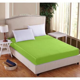 Luxusní napínací mako-jersey prostěradlo s lycrou DELUXE 90x200cm / 30cm elastické, zelené kiwi