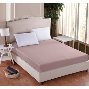 Luxusní napínací mako-jersey prostěradlo s lycrou DELUXE 180x200cm / 30cm elastické, pudrové