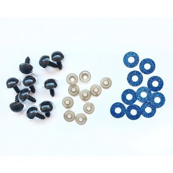 Bezpečnostní oči, tmavě modrá lesklá podložka, průměr 14mm 