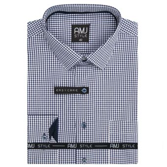 Pánská košile AMJ, modro-bílé drobné káro VDR1263, dlouhý rukáv (regular + slim-fit)