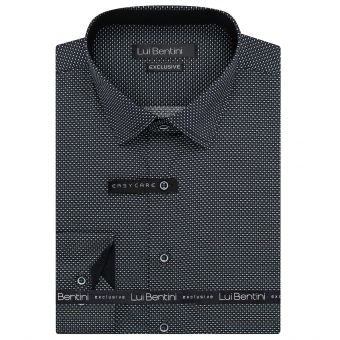 Pánská košile Lui Bentini, černobílá s obdélníčky LD241, dlouhý rukáv, regular fit
