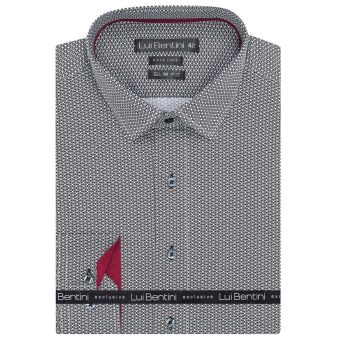 Pánská košile Lui Bentini, černo-bílá vzorovaná LDS232, dlouhý rukáv, slim fit