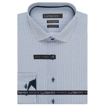 Pánská košile Lui Bentini, modrobílá puntíkovaná LDS246, dlouhý rukáv, slim fit